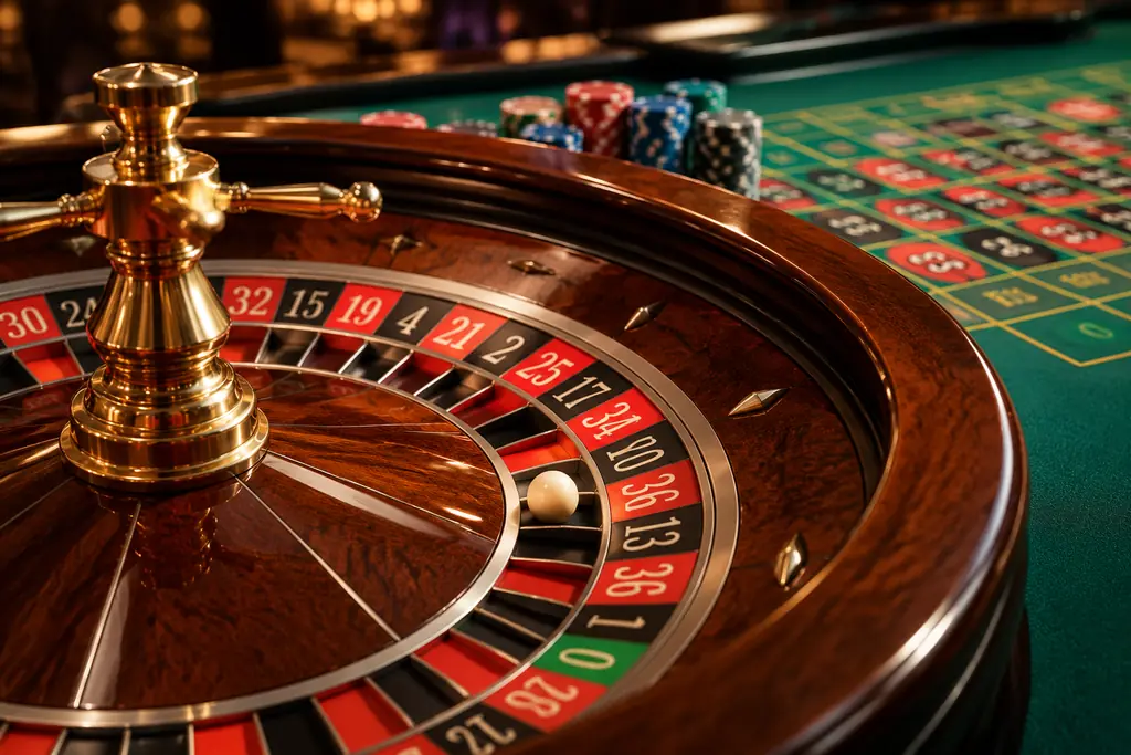 Ilustrasi roda roulette dengan satu angka nol