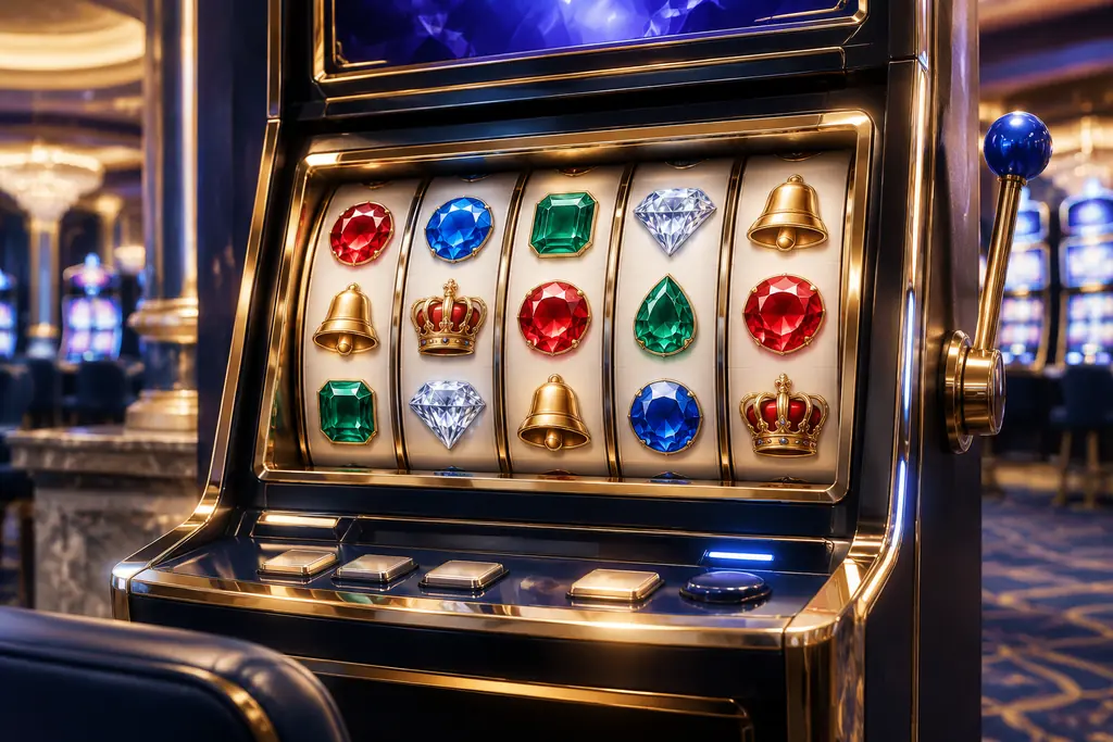 Ilustrasi mesin slot video di ruang kasino